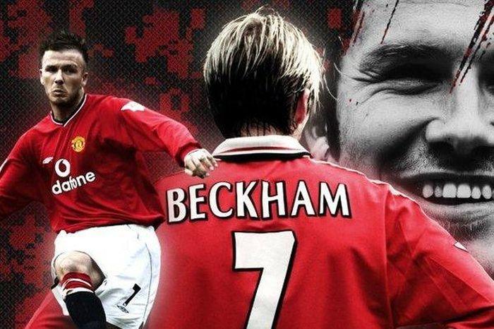 David Beckham thực hiện một cú đá phạt hàng rào trứ danh trong màu áo Real Madrid, thể hiện kỹ thuật đỉnh cao
