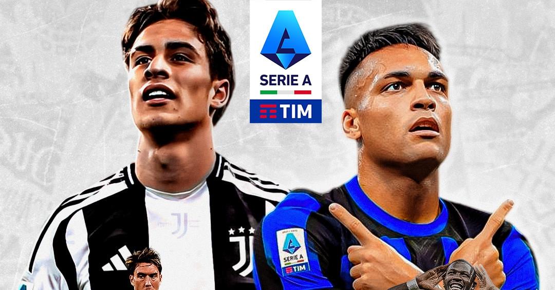 Hình ảnh biểu tượng cuộc đối đầu chiến thuật nảy lửa giữa Juventus và Inter Milan trong trận Derby d'Italia tại giải Serie A.