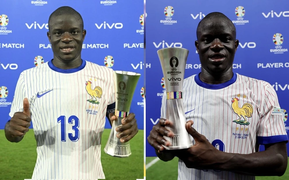 Tiền vệ N'Golo Kanté thực hiện pha tắc bóng quyết liệt trong trận đấu của Leicester City mùa giải 2015-2016
