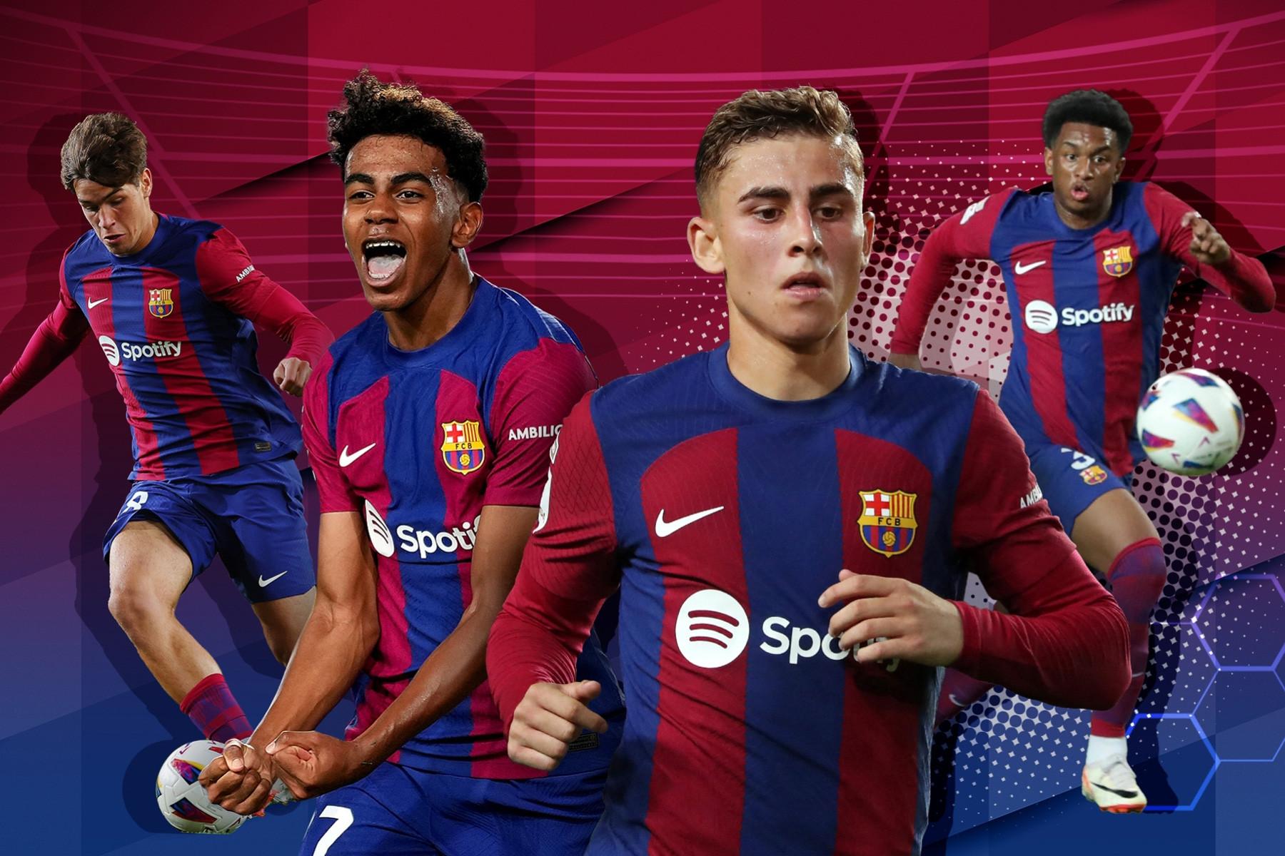 HLV Xavi Hernandez chỉ đạo các cầu thủ trẻ Barcelona như Gavi, Pedri từ lò La Masia trong buổi tập, thể hiện chiến lược xây dựng lại.